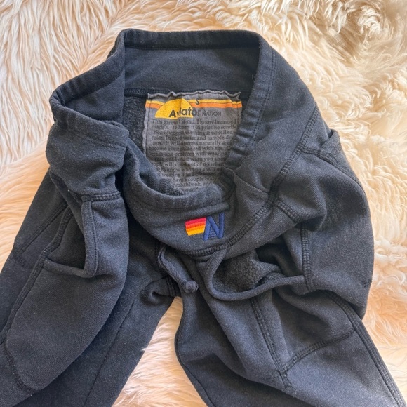 Aviator Nation joggers relaxed sweatpants Small S rainbow embroidered AN patch - Picture 5 of 11